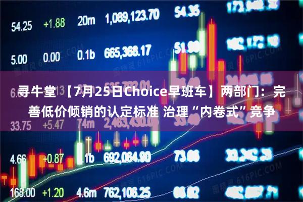 寻牛堂 【7月25日Choice早班车】两部门:完善低价倾销的认定标准 治理“内卷式”竞争
