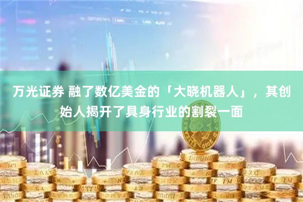 万光证券 融了数亿美金的「大晓机器人」，其创始人揭开了具身行业的割裂一面